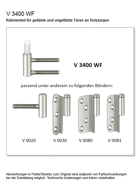 Zargenband V 3400 WF vernickelt (Standard) - passend zum Türband V 0020