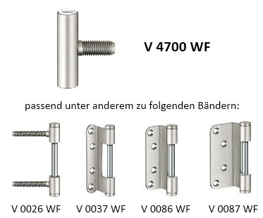 Zargenband V 4700 WF vernickelt, passend zum Türband V 0026 WF (Standard), V 0037 WF, V 0086 WF, V 0087 WF
