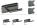 Glastürschloss-Set 6081/6325 mit 3-teiligen Türbändern und Flüsterfalle - Carbon schwarz